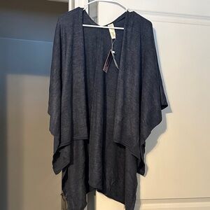 Open Front Draped Cardigan - Blue